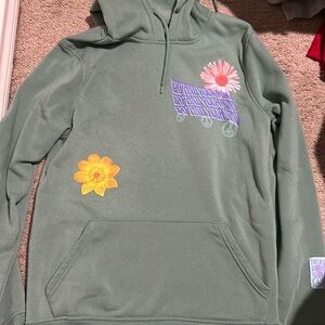 Green floral hoodie